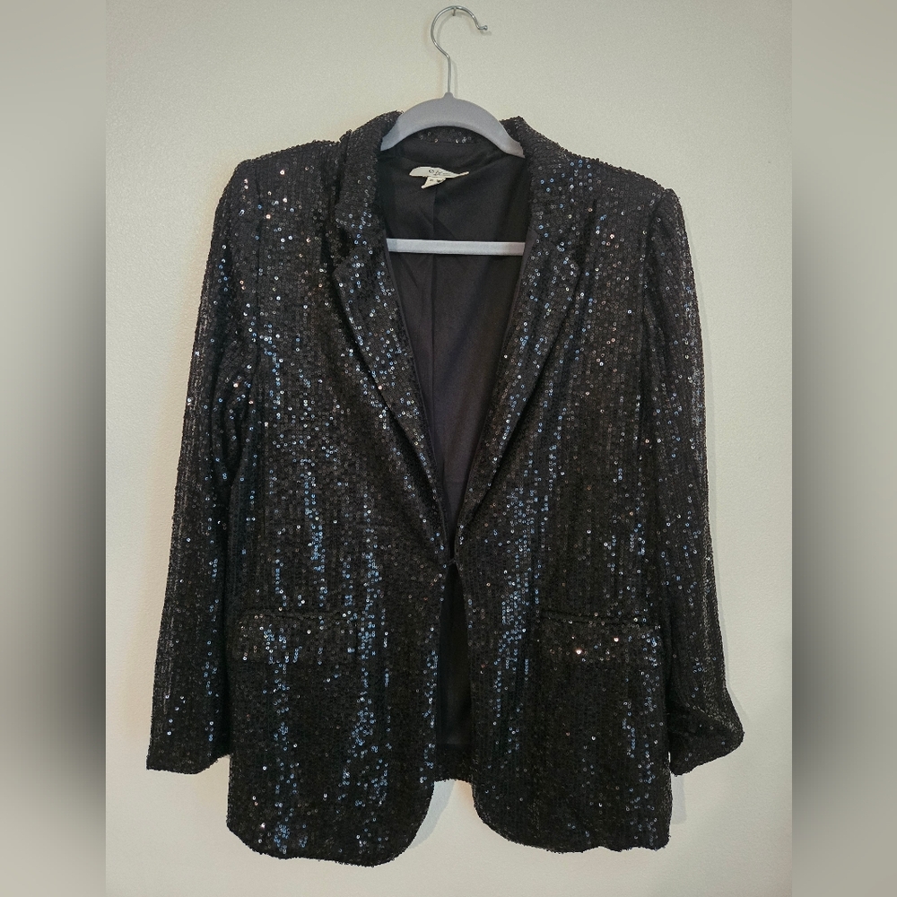 Black Glittery Blazer with Shimmering Texture